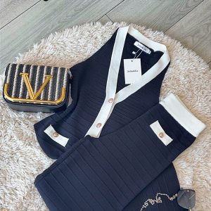 josie black and white flared co ord