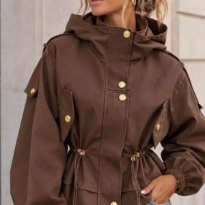 chocolate brown hooded jacket